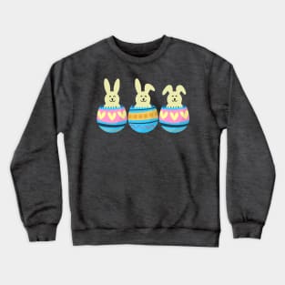 Three Easter Smiling Bunnies in Colorful Eggs Crewneck Sweatshirt